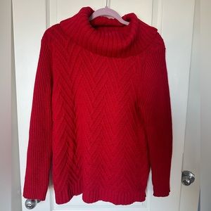 Talbots Red Cable Knit Cowl Neck Sweater - Size: Medium
